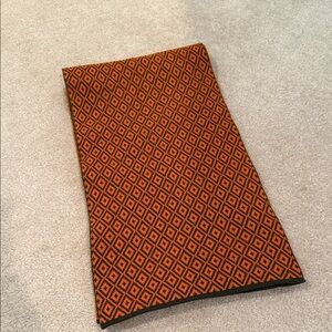 Piattelli Orange and Black Geometric Knit Scarf